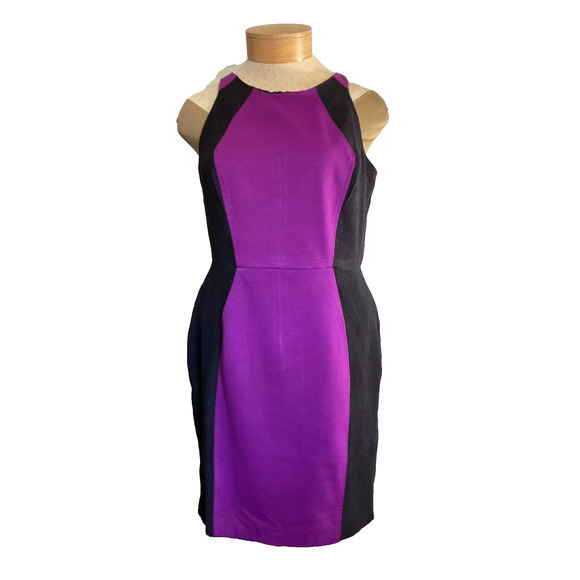 Worthington Women's Dress Size 12 Purple Black Color Block Sleeveless - Picture 1 of 10
